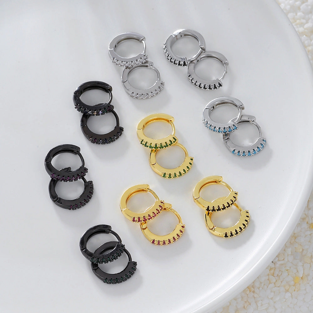 Wholesale Colored Zircon Geometric Copper Earrings