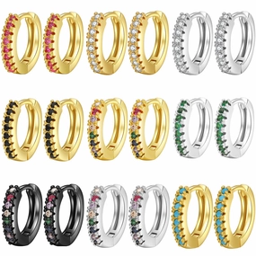 Wholesale Colored Zircon Geometric Copper Earrings