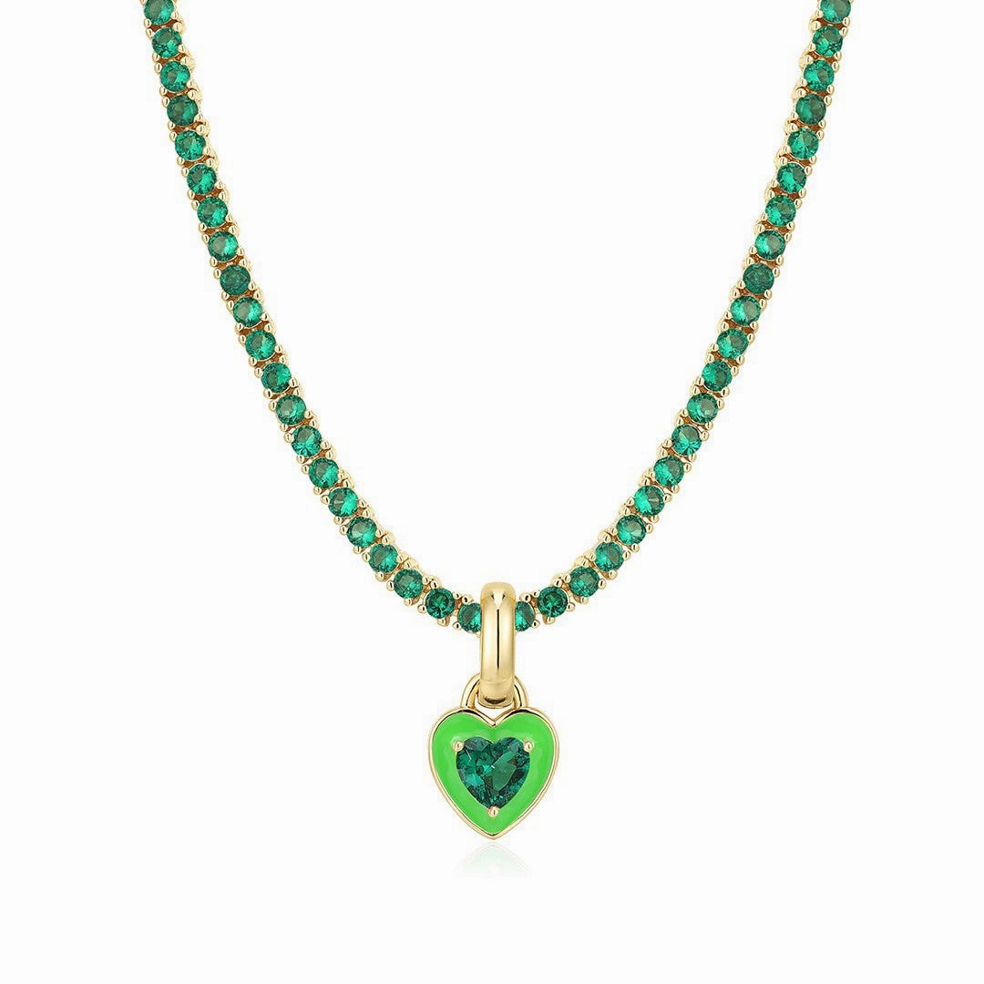 Wholesale Colored Zircon Titanium Steel Necklaces