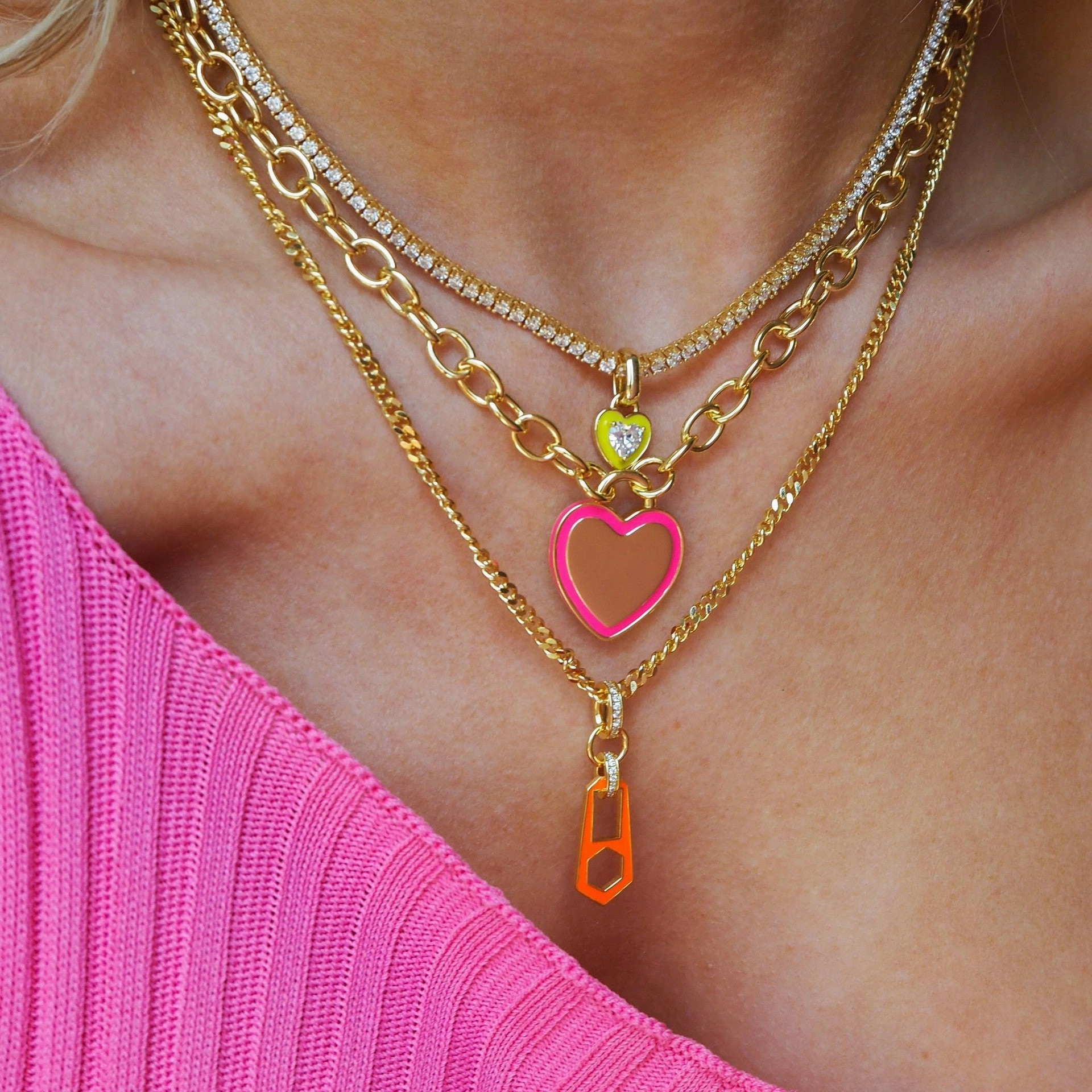 Wholesale Colored Zircon Titanium Steel Necklaces