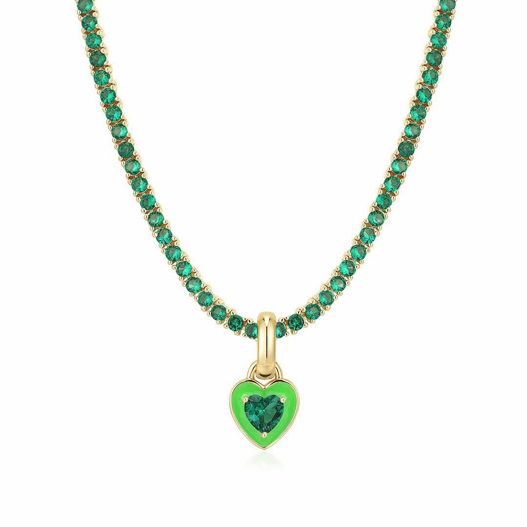 Wholesale Colored Zircon Titanium Steel Necklaces