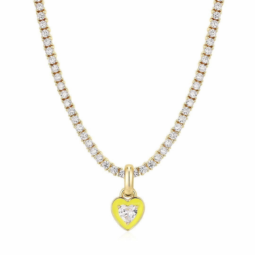 Wholesale Colored Zircon Titanium Steel Necklaces