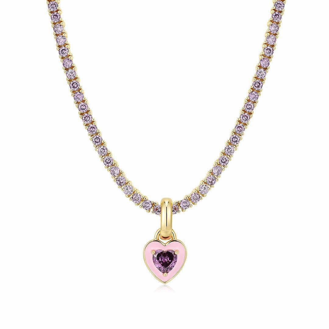 Wholesale Colored Zircon Titanium Steel Necklaces