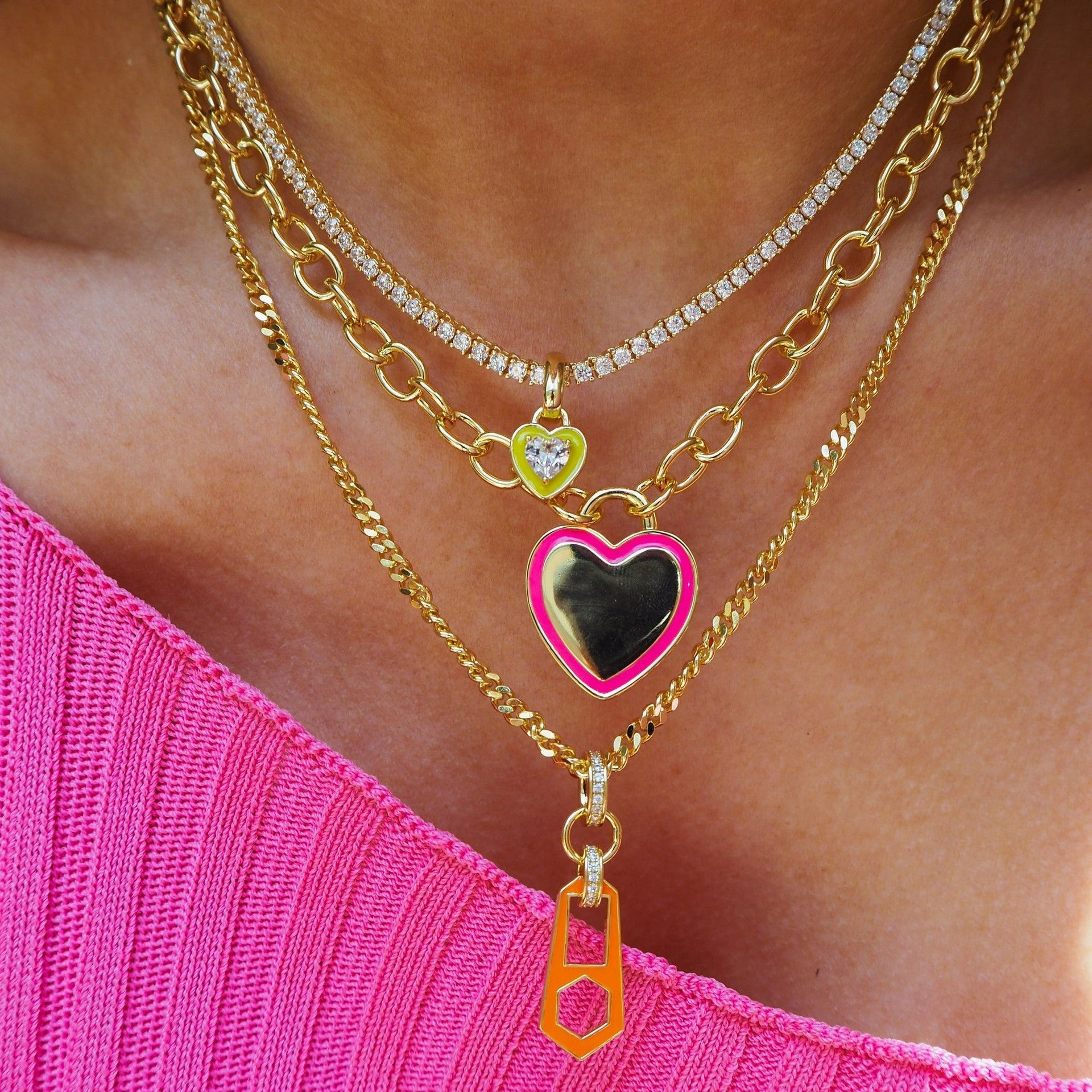 Wholesale Colored Zircon Titanium Steel Necklaces