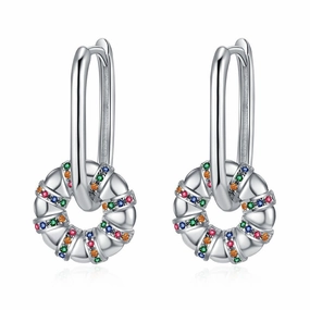 Wholesale Colored Zirconium Round Copper Earrings