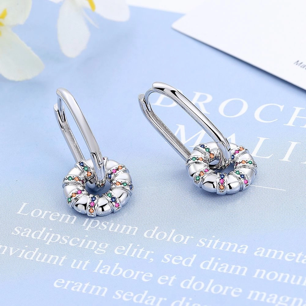 Wholesale Colored Zirconium Round Copper Earrings