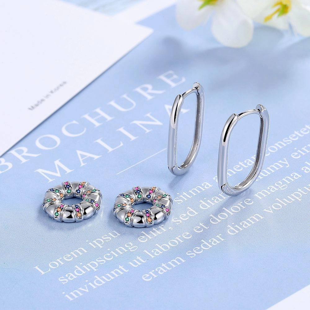 Wholesale Colored Zirconium Round Copper Earrings