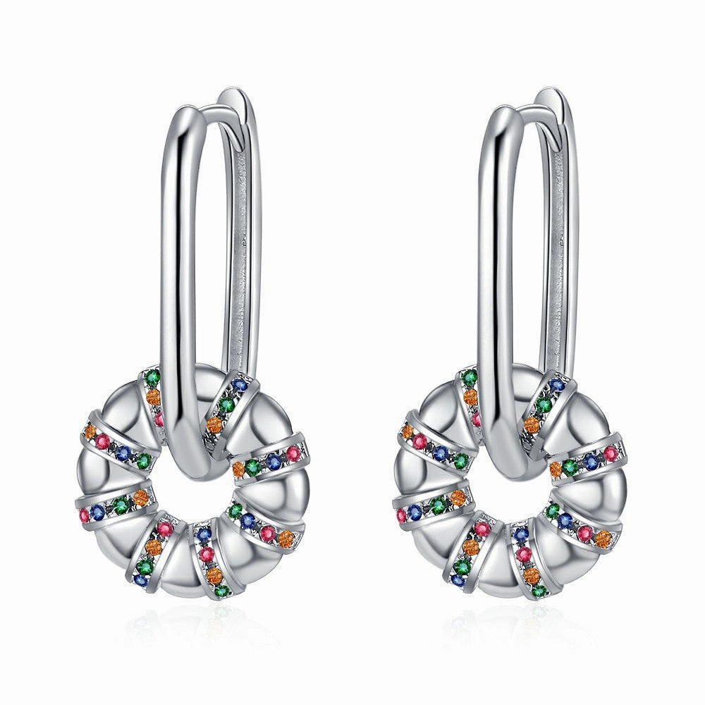 Wholesale Colored Zirconium Round Copper Earrings