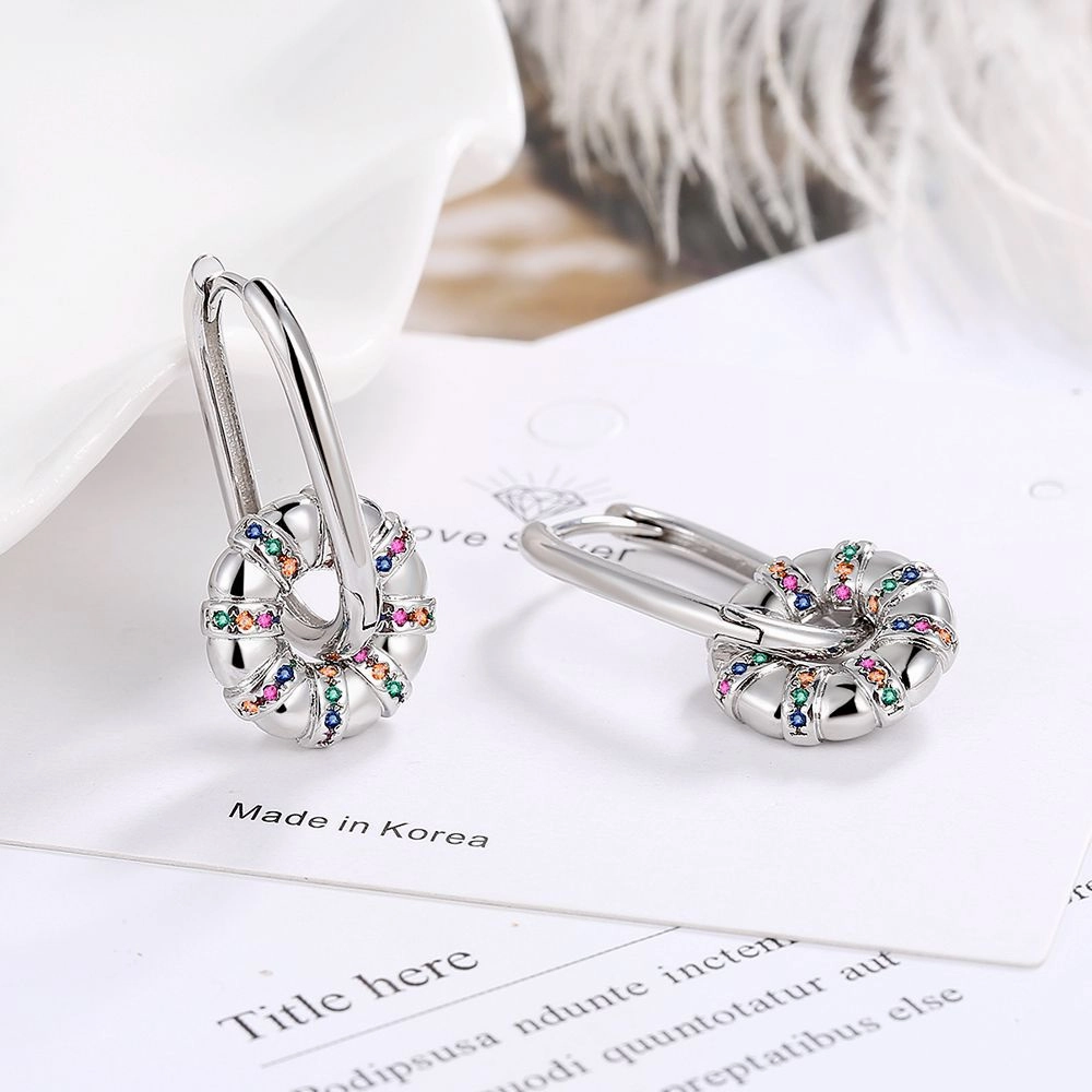 Wholesale Colored Zirconium Round Copper Earrings