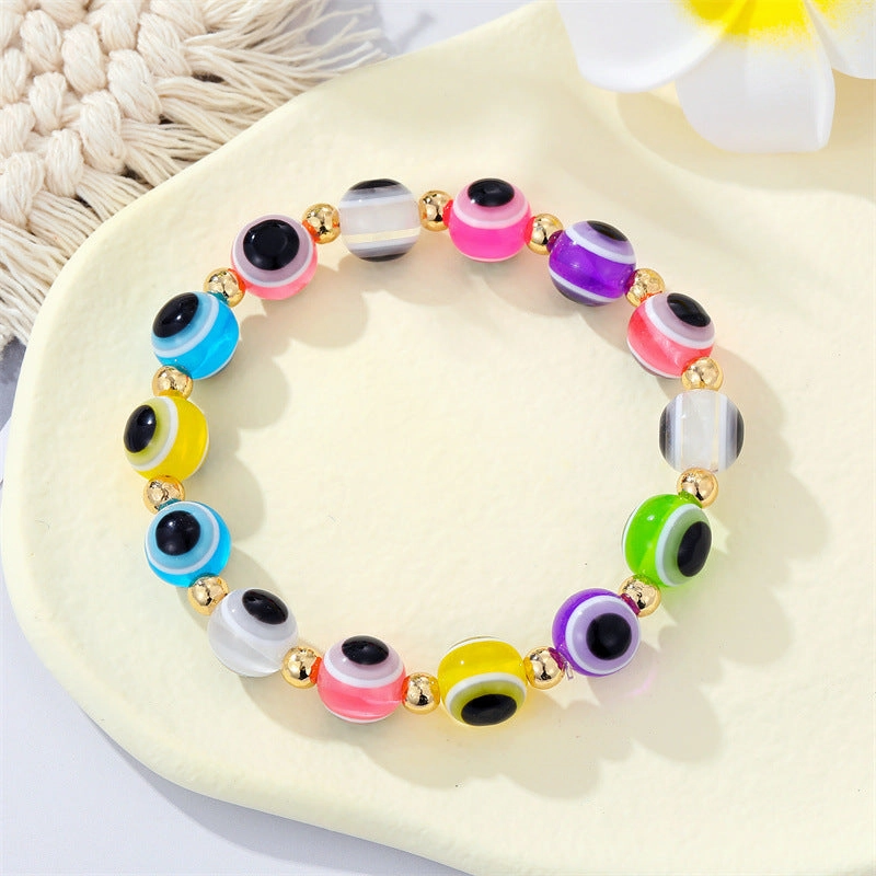 Wholesale Colorful Acrylic Bead Devil Eye Resin Bracelet