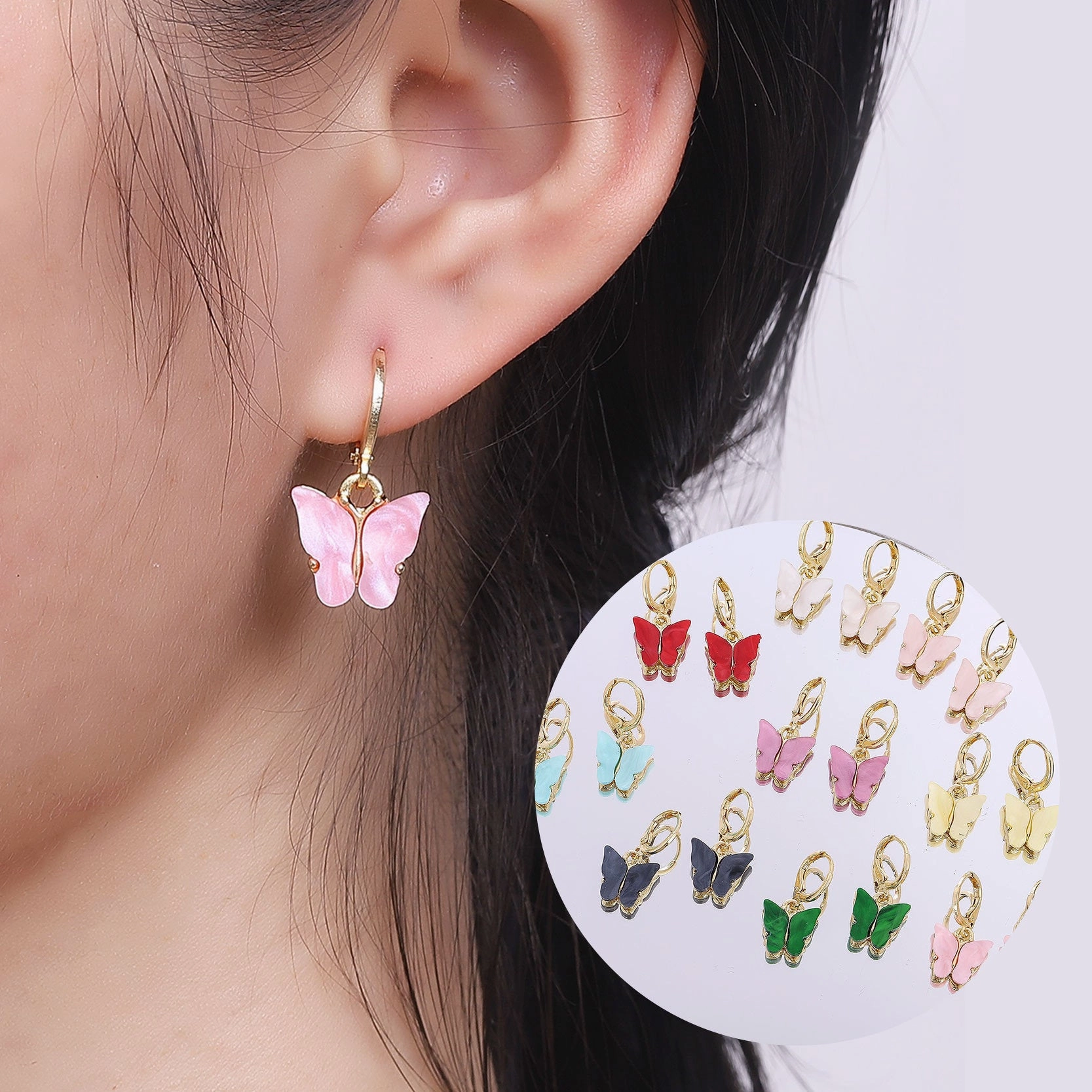 Wholesale Colorful Acrylic Butterfly Earrings