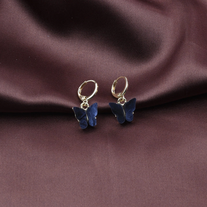 Wholesale Colorful Acrylic Butterfly Metal Earrings
