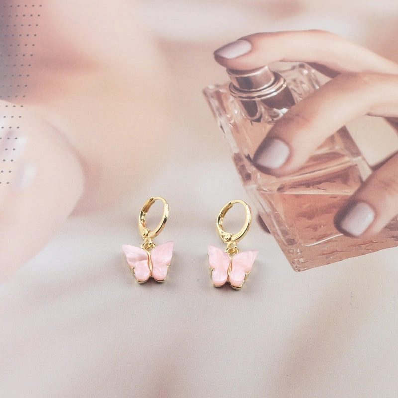 Wholesale Colorful Acrylic Butterfly Metal Earrings
