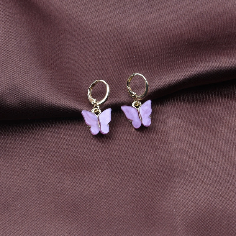 Wholesale Colorful Acrylic Butterfly Metal Earrings