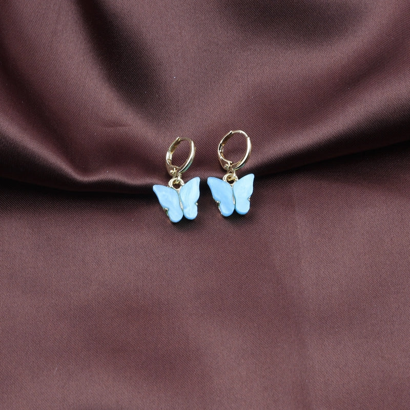 Wholesale Colorful Acrylic Butterfly Metal Earrings