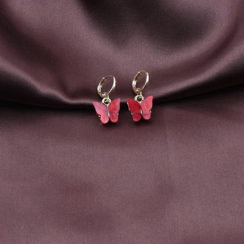 Wholesale Colorful Acrylic Butterfly Metal Earrings