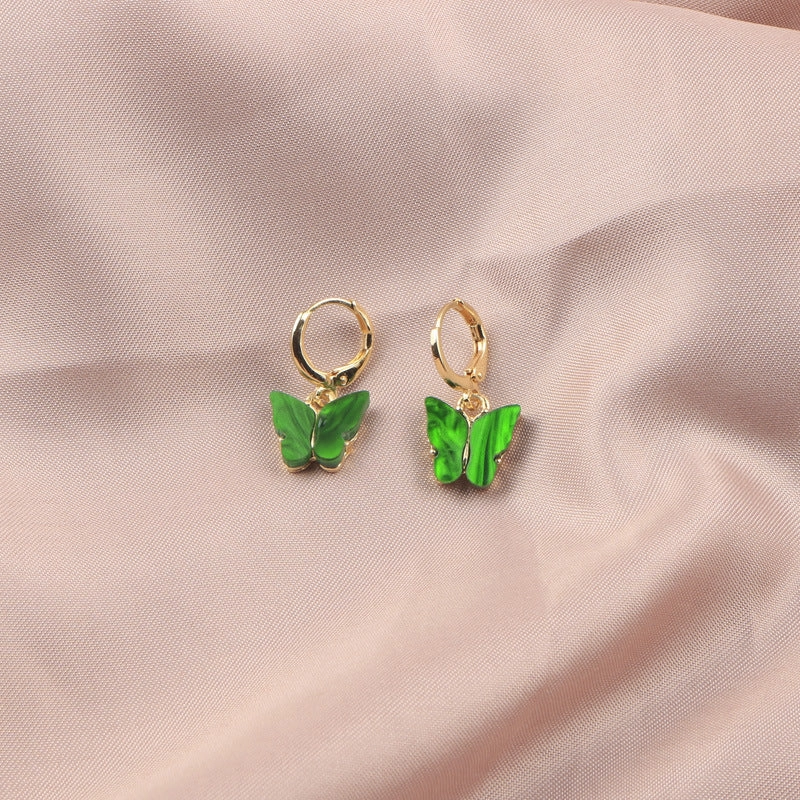 Wholesale Colorful Acrylic Butterfly Metal Earrings