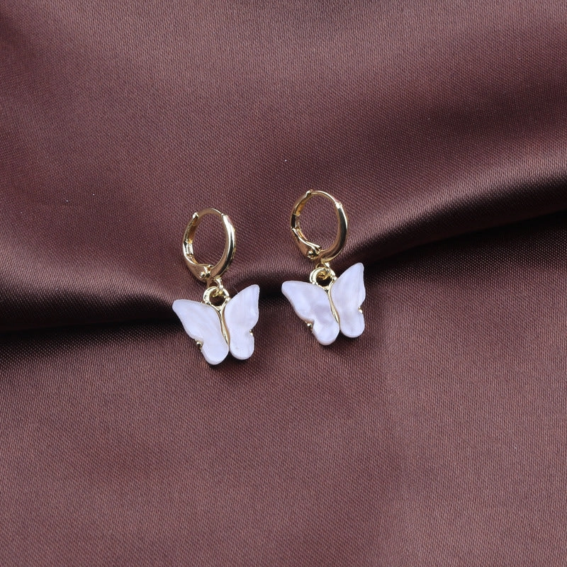 Wholesale Colorful Acrylic Butterfly Metal Earrings