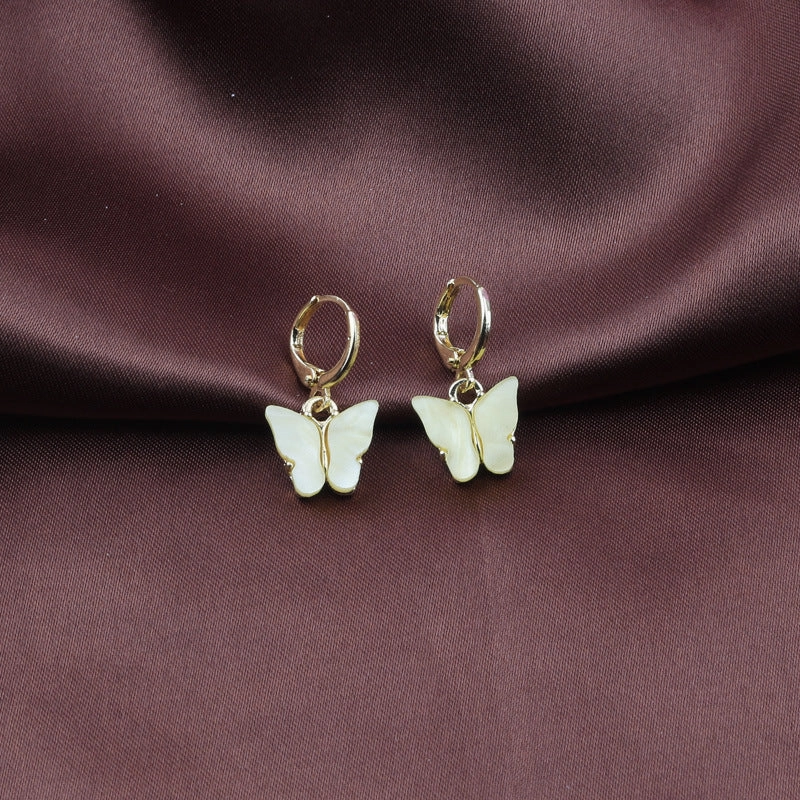 Wholesale Colorful Acrylic Butterfly Metal Earrings
