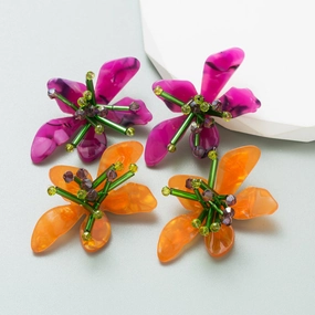Wholesale Colorful Acrylic Flower Earrings