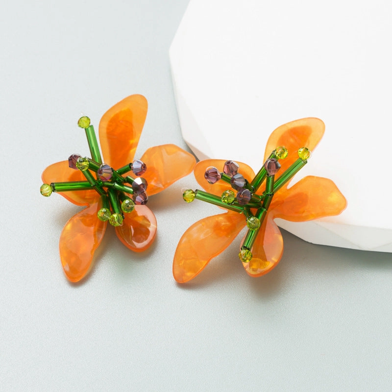 Wholesale Colorful Acrylic Flower Earrings