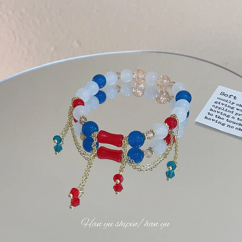 Wholesale Colorful Beaded Crystal Tassel Bracelet
