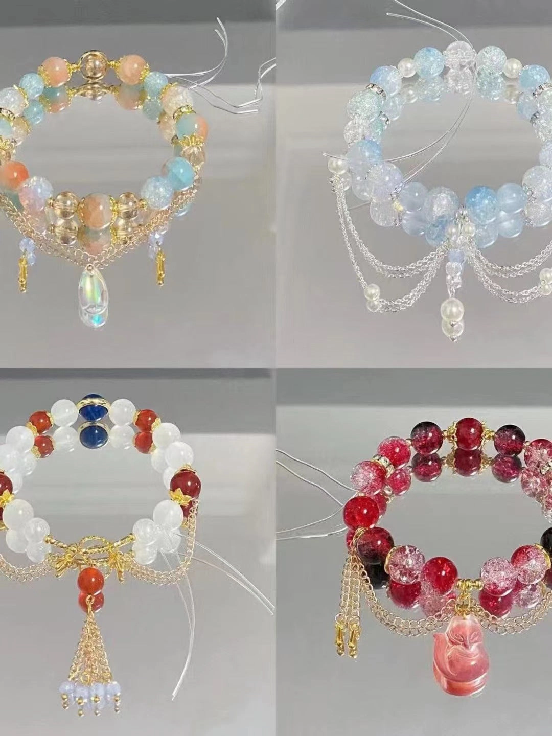 Wholesale Colorful Beaded Crystal Tassel Bracelet