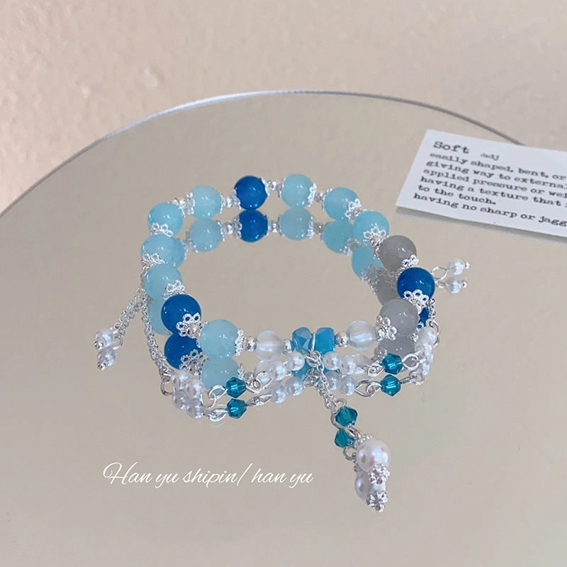 Wholesale Colorful Beaded Crystal Tassel Bracelet