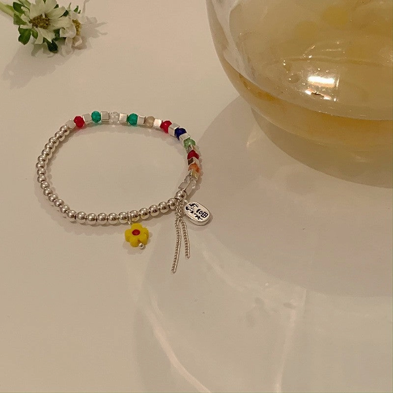 Wholesale Colorful Beaded Elastic Rope Smiley Rainbow Cloud Love Bear Bracelet