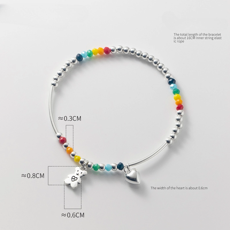 Wholesale Colorful Beaded Elastic Rope Smiley Rainbow Cloud Love Bear Bracelet