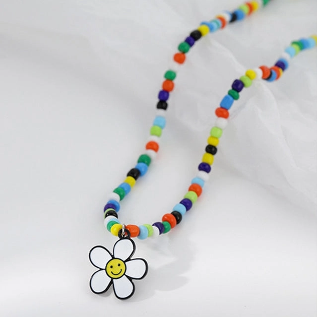 Wholesale Colorful Beaded Flower Necklaces
