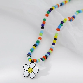 Wholesale Colorful Beaded Flower Necklaces