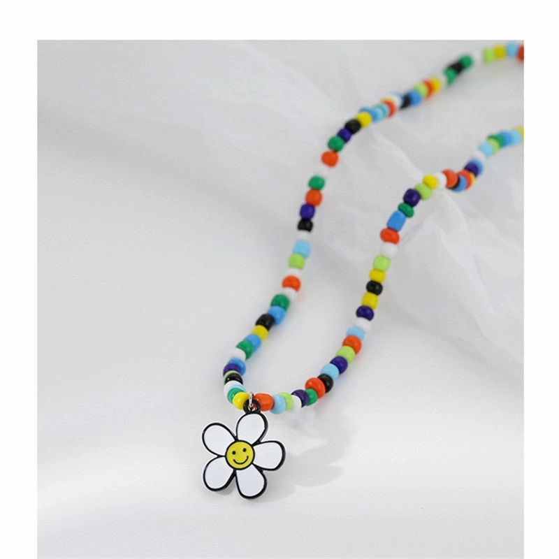 Wholesale Colorful Beaded Flower Necklaces