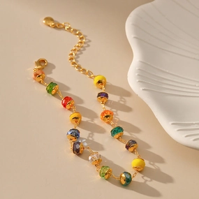 Wholesale Colorful Beaded Gold Plated Bracelet