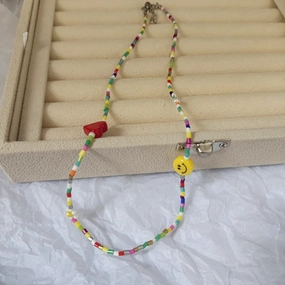 Wholesale Colorful Beaded Red Heart Necklaces