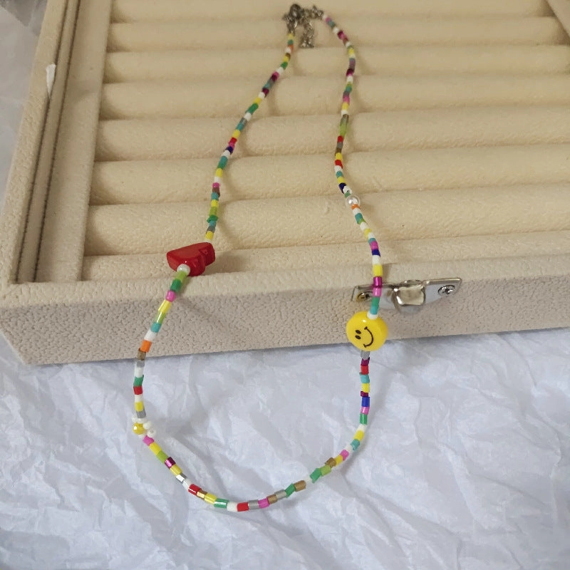 Wholesale Colorful Beaded Red Heart Necklaces