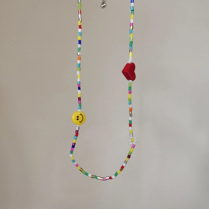 Wholesale Colorful Beaded Red Heart Necklaces