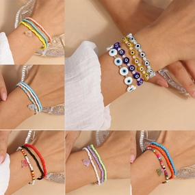 Wholesale Colorful Beaded Rice Beads Resin Bracelet