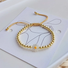 Wholesale Colorful Beaded Shell Daisy Glass Bracelet