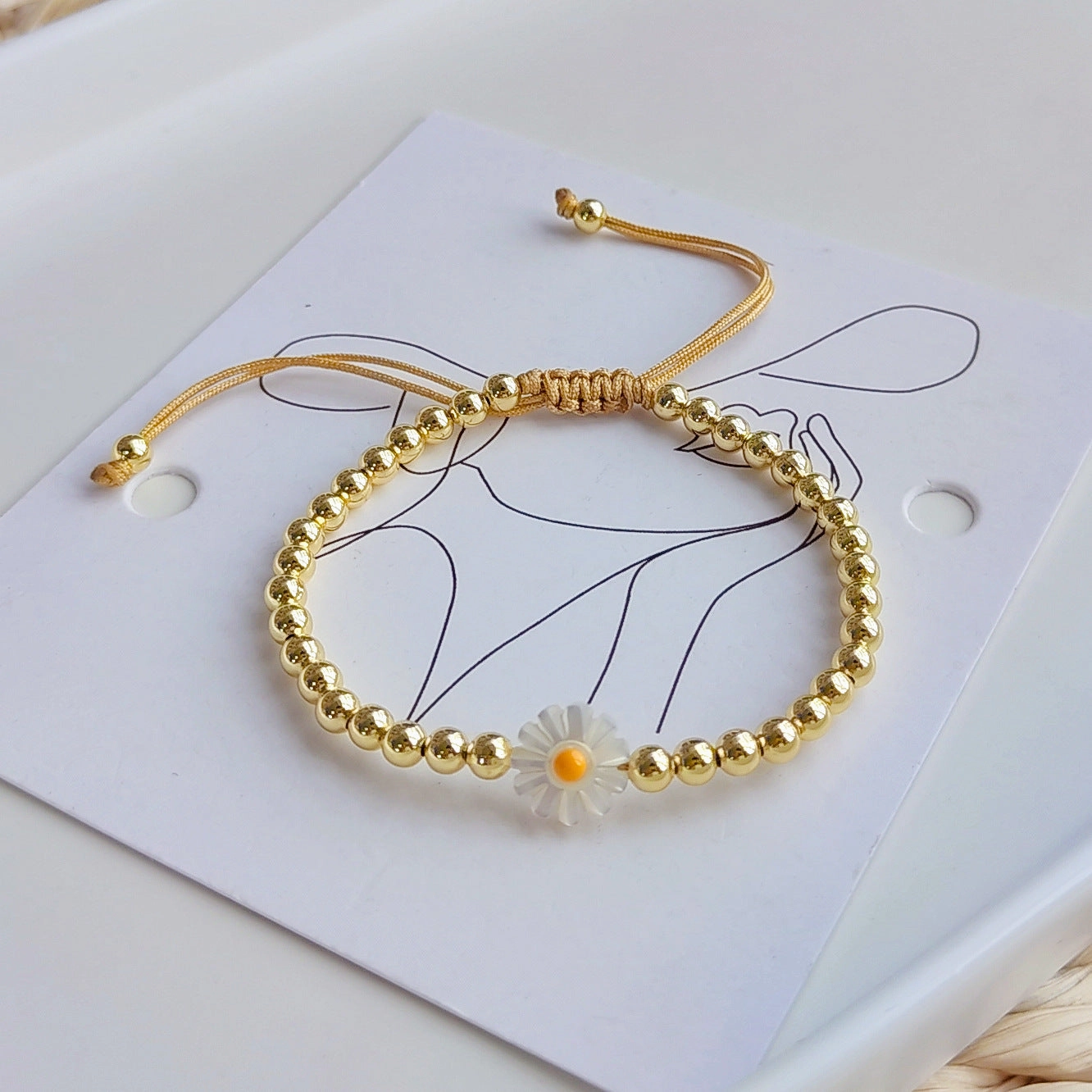 Wholesale Colorful Beaded Shell Daisy Glass Bracelet