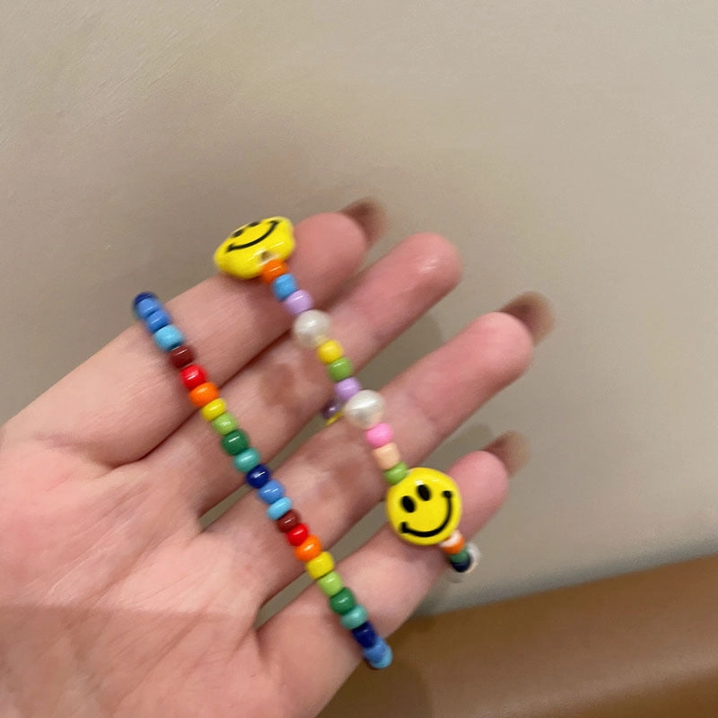 Wholesale Colorful Beaded Smiley Bungee Cord Bracelet