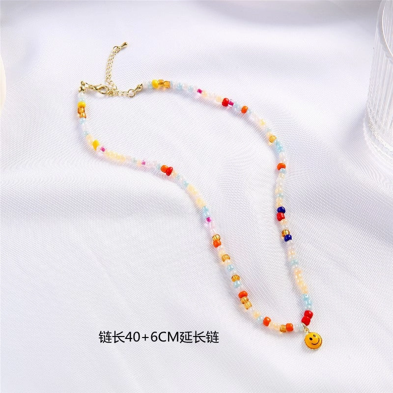 Wholesale Colorful Beaded Smiley Necklaces