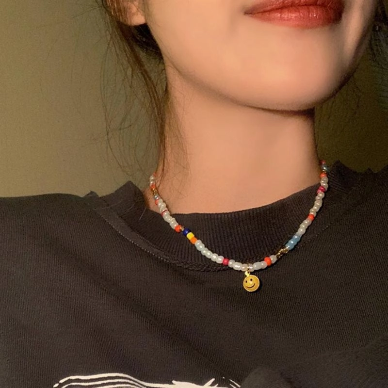 Wholesale Colorful Beaded Smiley Necklaces