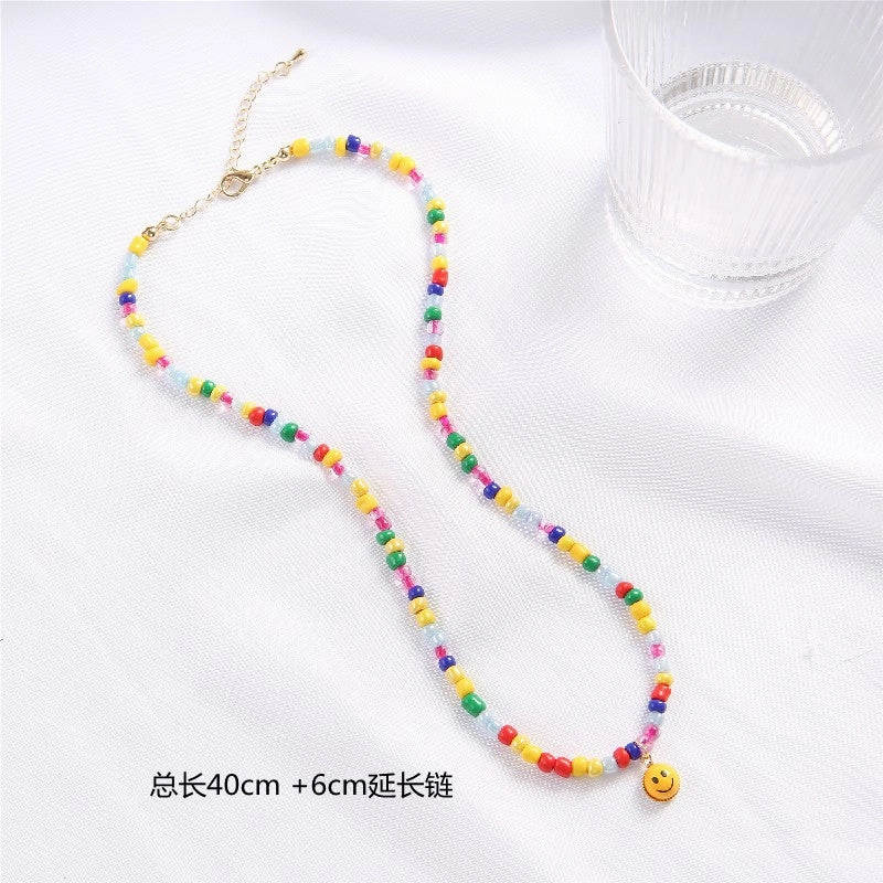 Wholesale Colorful Beaded Smiley Necklaces