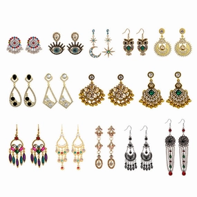 Wholesale Colorful Bohemian Devil Eye Crystal Alloy Earrings