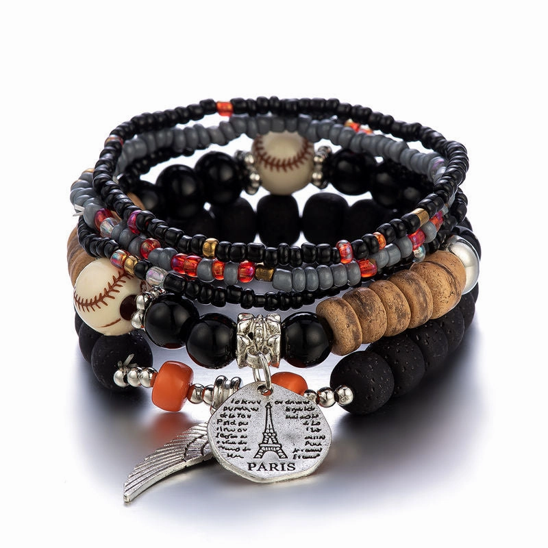 Wholesale Colorful Bohemian Multilayer Stretch Rice Beads Bracelet
