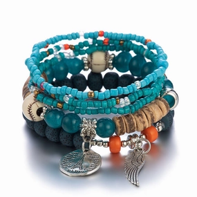 Wholesale Colorful Bohemian Multilayer Stretch Rice Beads Bracelet