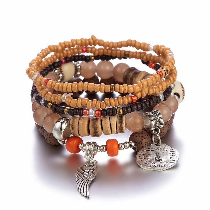 Wholesale Colorful Bohemian Multilayer Stretch Rice Beads Bracelet