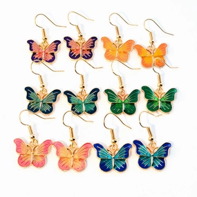 Wholesale Colorful Butterfly Alloy Earrings