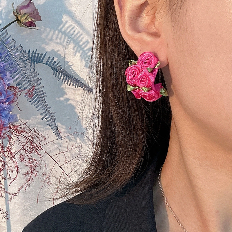 Wholesale Colorful C Shape Flowers Resin Earrings